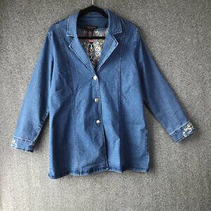Isabel Hayley Embroidered Denim Jean Jacket Size 16 EUC